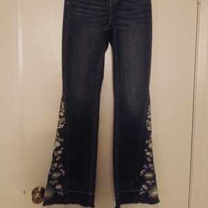 Ashley Mason, embroidered flair jean